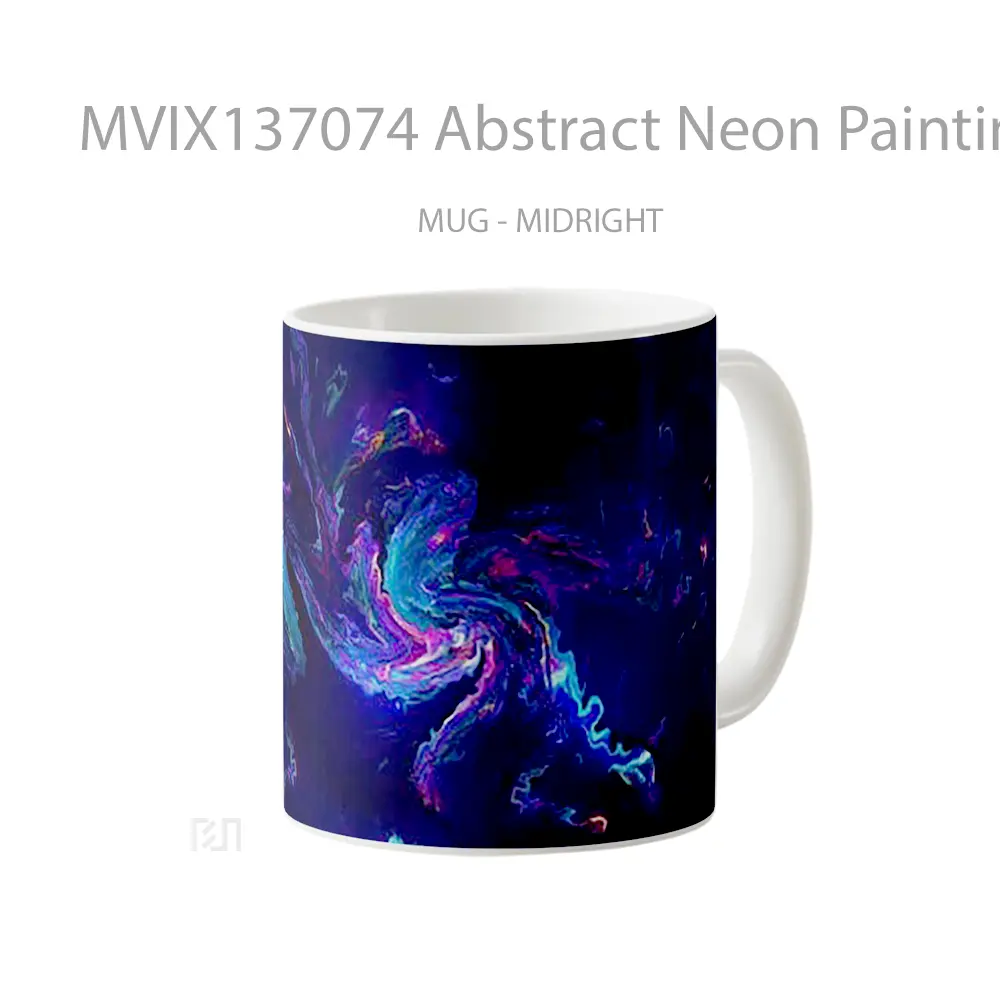 Mug Abstract Neon Painting V1 Gelas Seni Modern - All-side / Desain