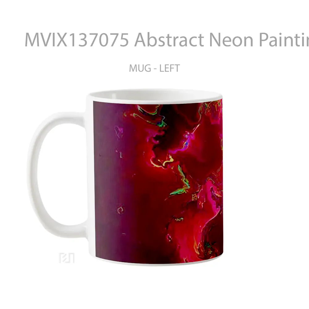 Mug Abstract Neon Painting V2 Gelas Seni Modern - All-side / Desain