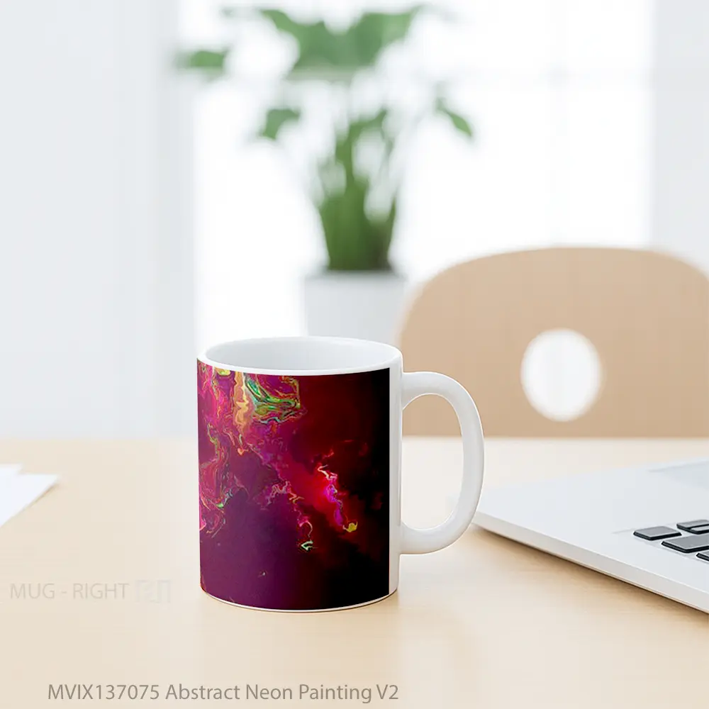 Mug Abstract Neon Painting V2 Gelas Seni Modern - All-side / Desain