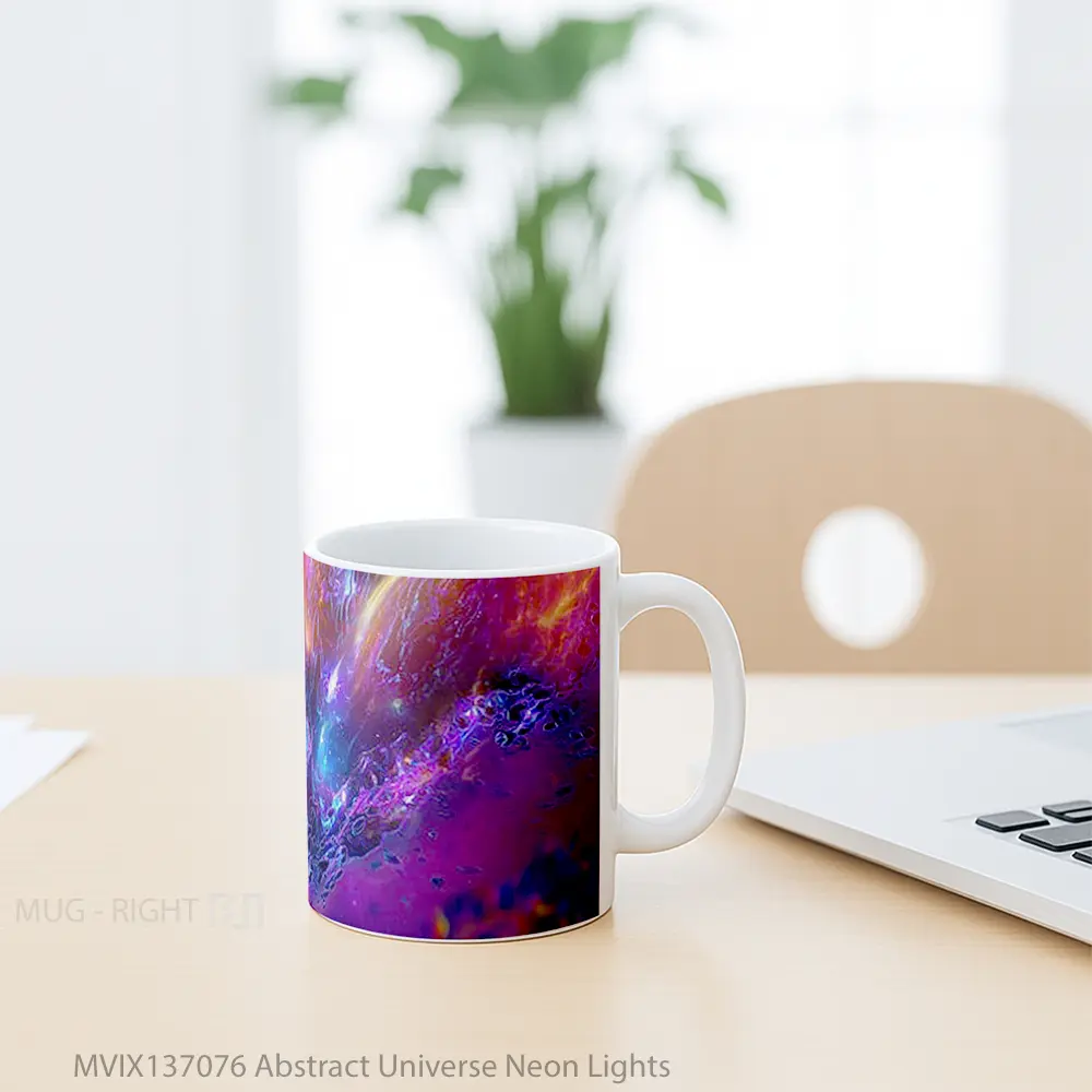 Mug Abstract Universe Neon Lights Gelas Seni Modern - All-side / Desain