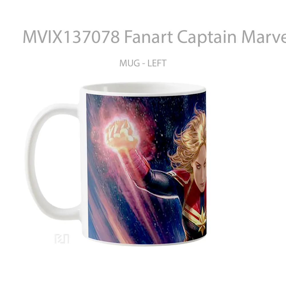Mug Fanart Captain Marvel Gelas Superhero - All-side / Desain