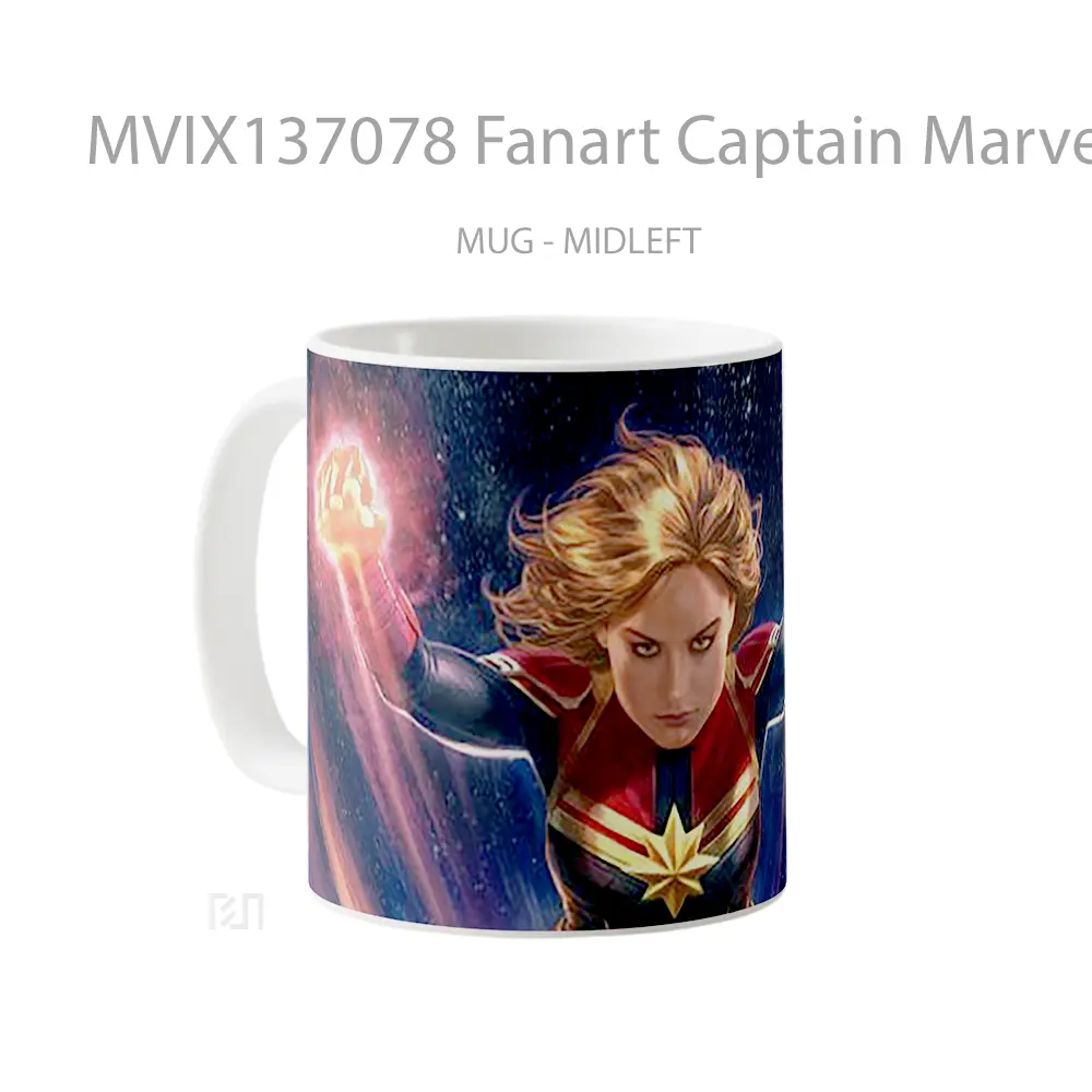 Mug Fanart Captain Marvel Gelas Superhero - All-side / Desain