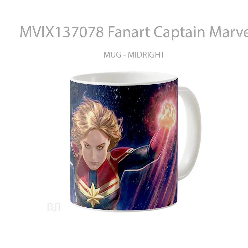 Mug Fanart Captain Marvel Gelas Superhero - All-side / Desain