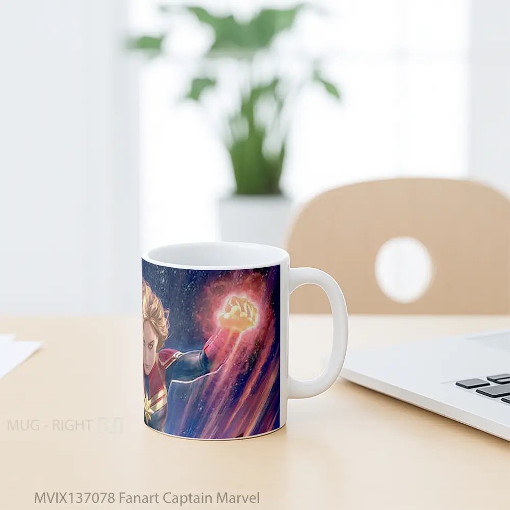 Mug Fanart Captain Marvel Gelas Superhero - All-side / Desain