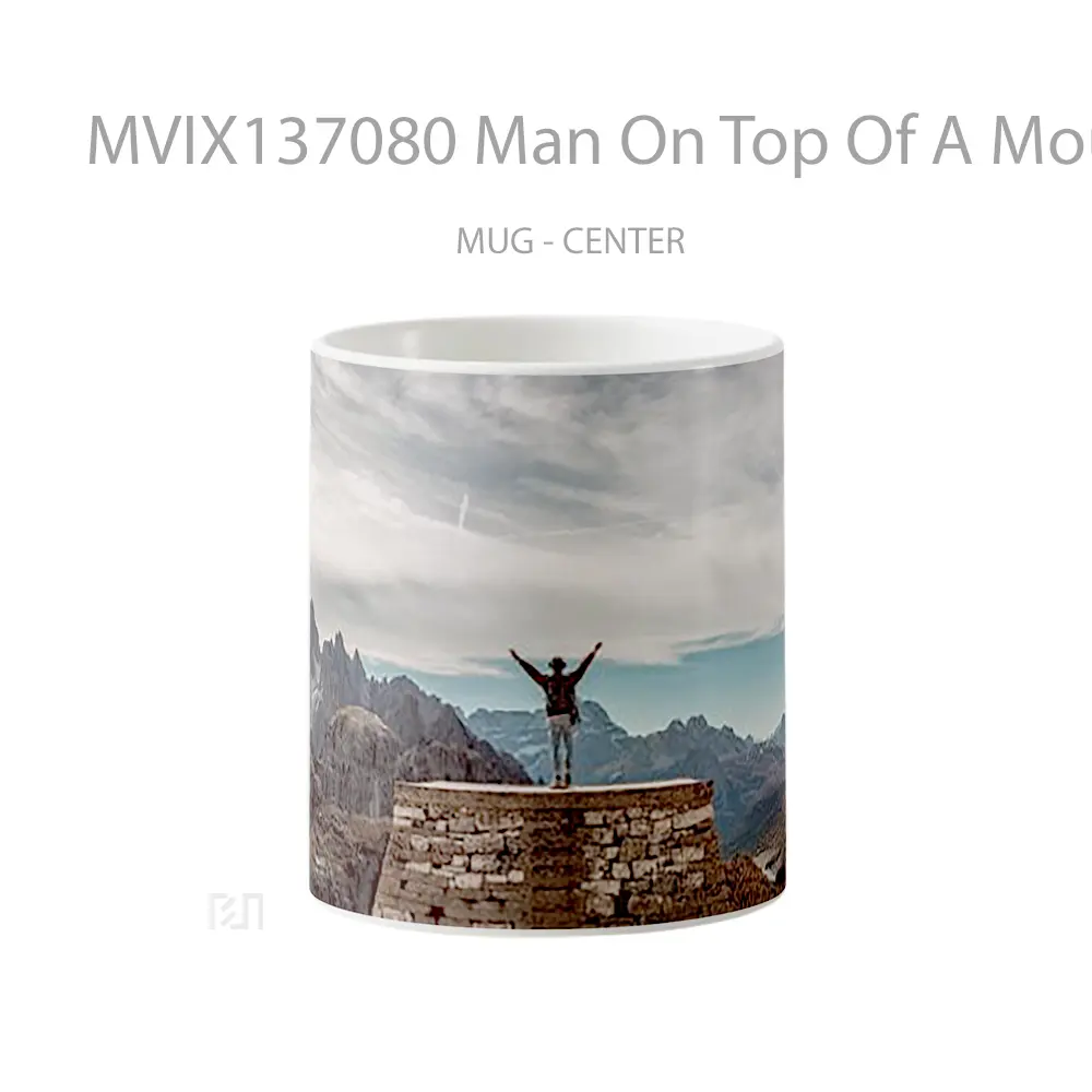 Mug Man On Top Of A Mountain Gelas Pemandangan Alam