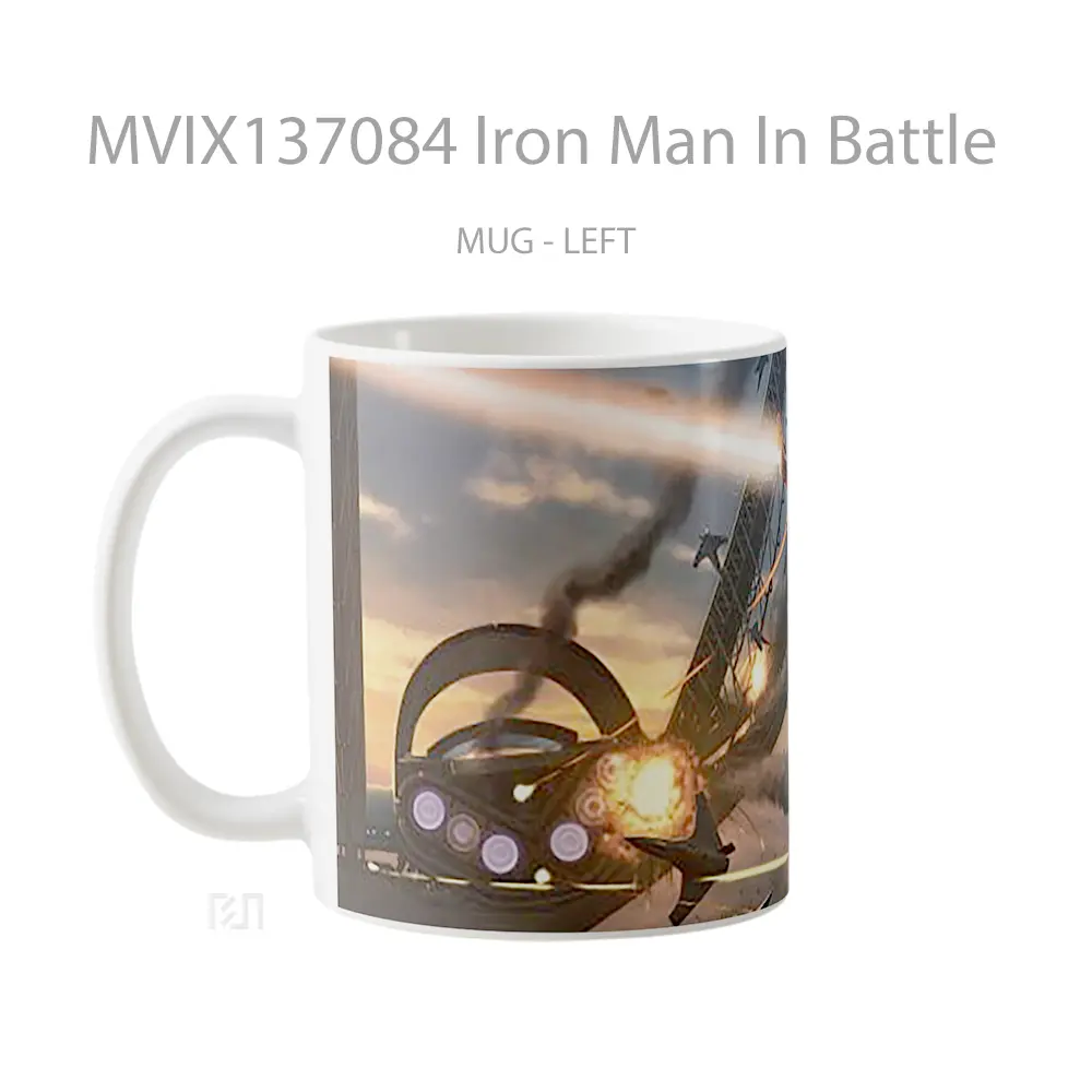 Mug Iron Man In Battle Gelas Superhero - All-side / Desain