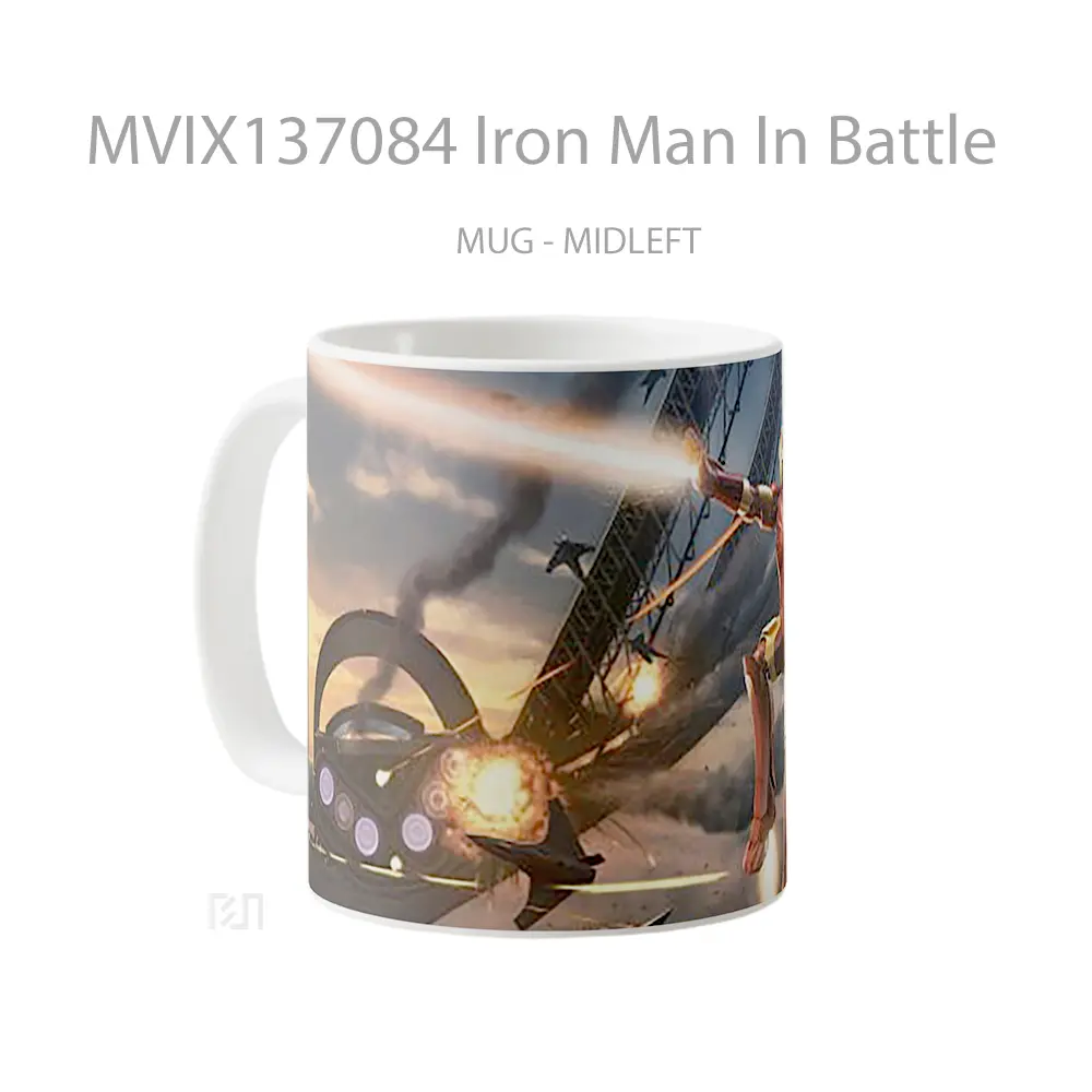 Mug Iron Man In Battle Gelas Superhero - All-side / Desain