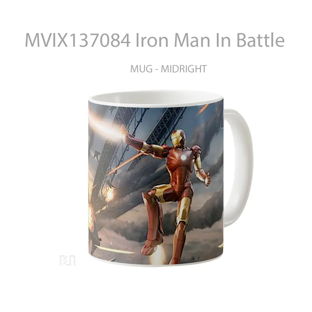 Mug Iron Man In Battle Gelas Superhero - All-side / Desain