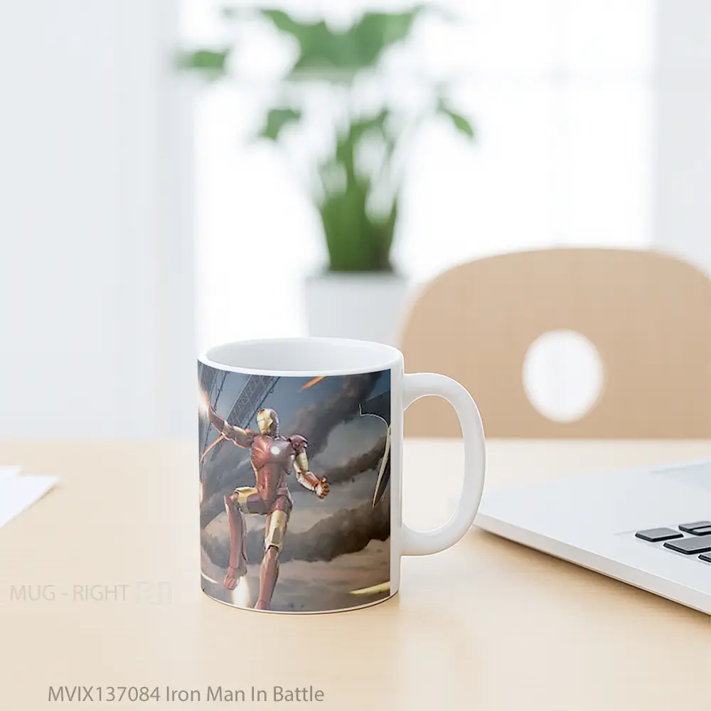 Mug Iron Man In Battle Gelas Superhero - All-side / Desain
