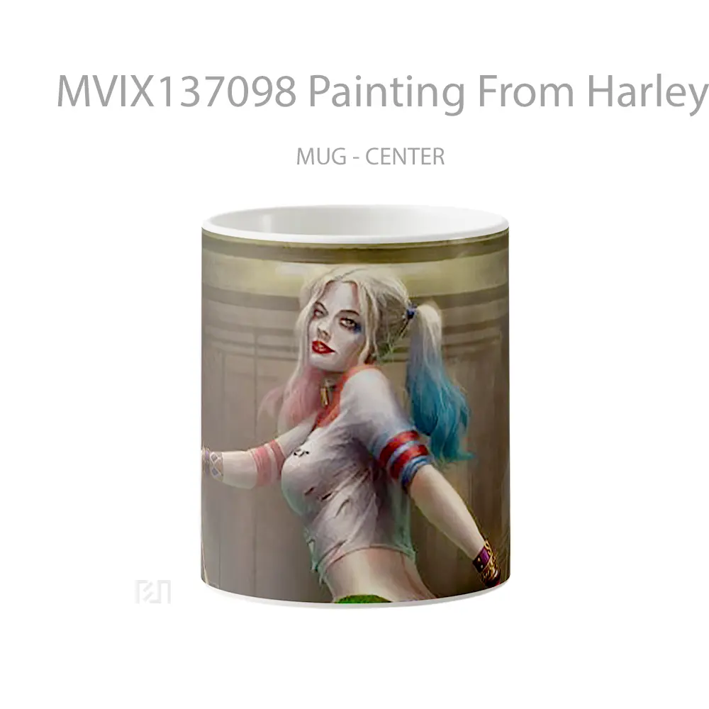 Mug Painting From Harley Quinn Gelas Seni Modern