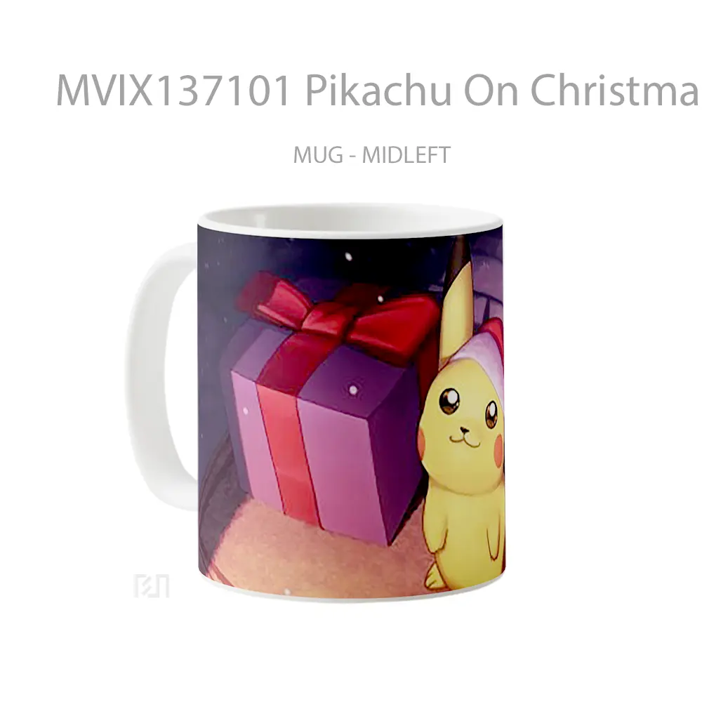 Mug Pikachu On Christmas Day Gelas Keramik Unik - All-side / Desain