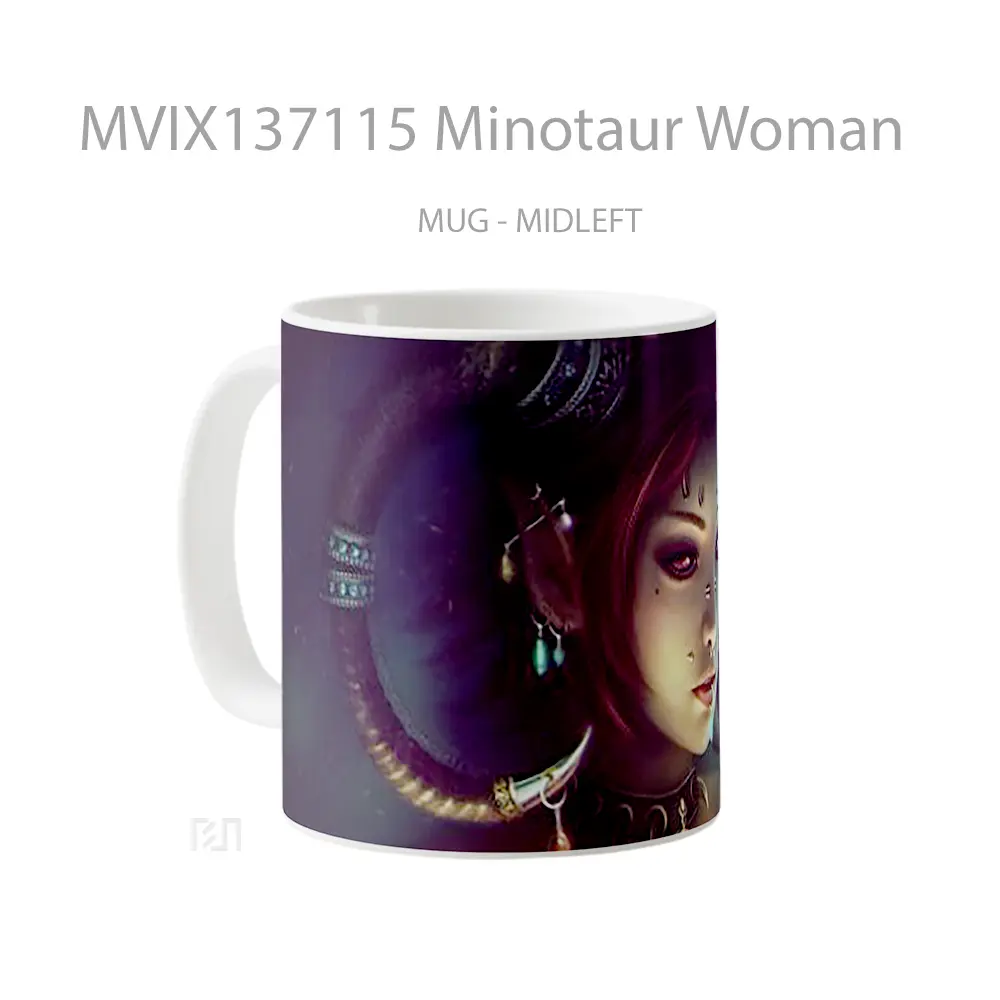 Mug Minotaur Woman Gelas Keramik Unik - All-side / Desain