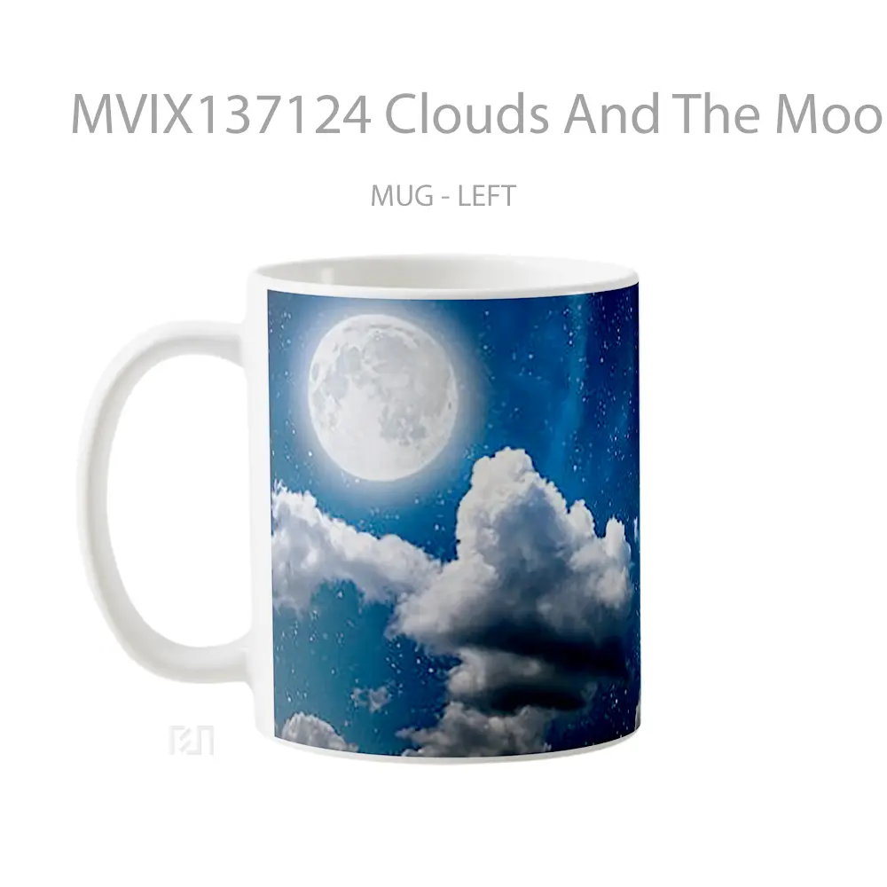 Mug Clouds And The Moon At Night Gelas Pemandangan Alam - All-side / Desain