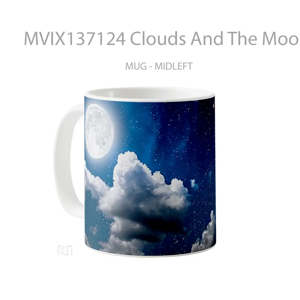 Mug Clouds And The Moon At Night Gelas Pemandangan Alam - All-side / Desain