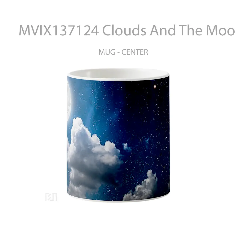Mug Clouds And The Moon At Night Gelas Pemandangan Alam