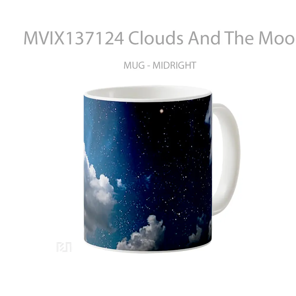 Mug Clouds And The Moon At Night Gelas Pemandangan Alam - All-side / Desain