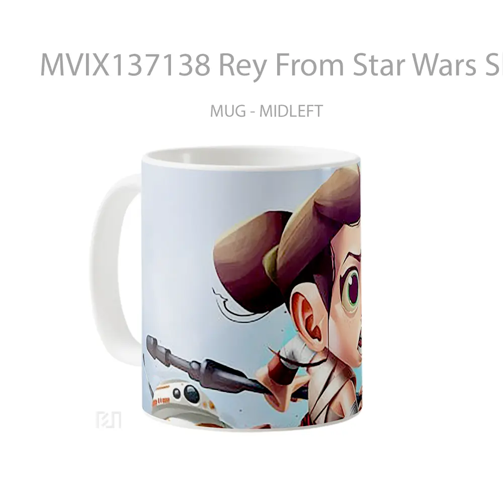 Mug Rey From Star Wars Sketch Gelas Star Wars - All-side / Desain