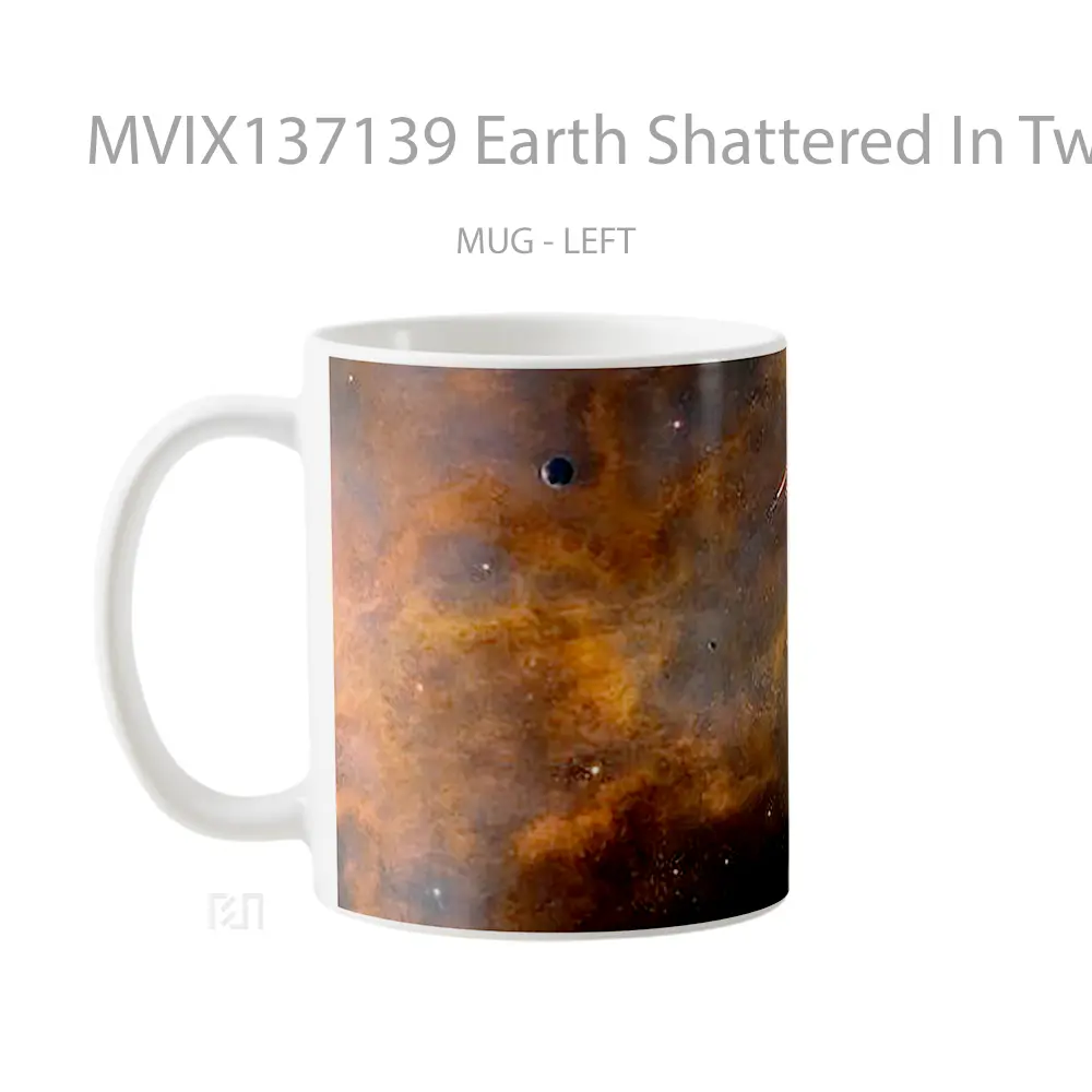Mug Earth Shattered In Two Gelas Keramik Unik - All-side / Desain