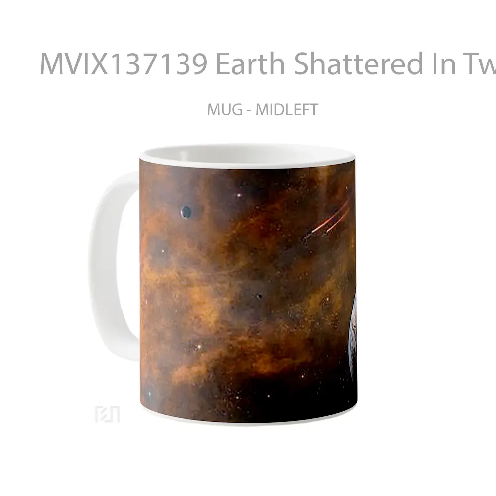 Mug Earth Shattered In Two Gelas Keramik Unik - All-side / Desain