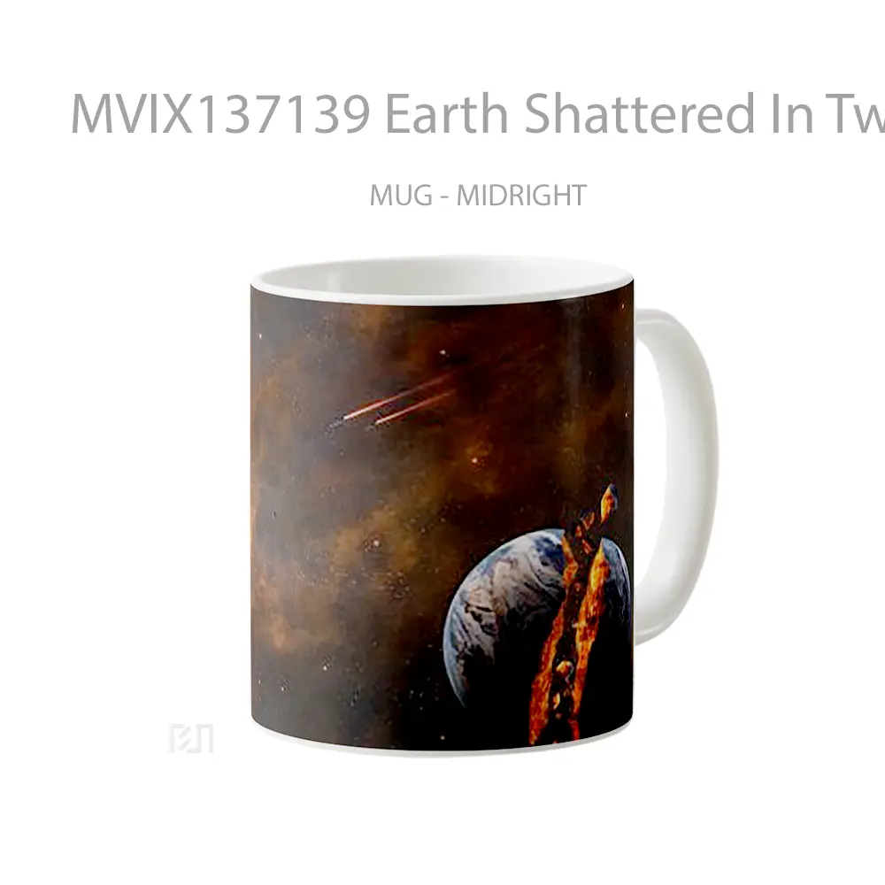 Mug Earth Shattered In Two Gelas Keramik Unik - All-side / Desain