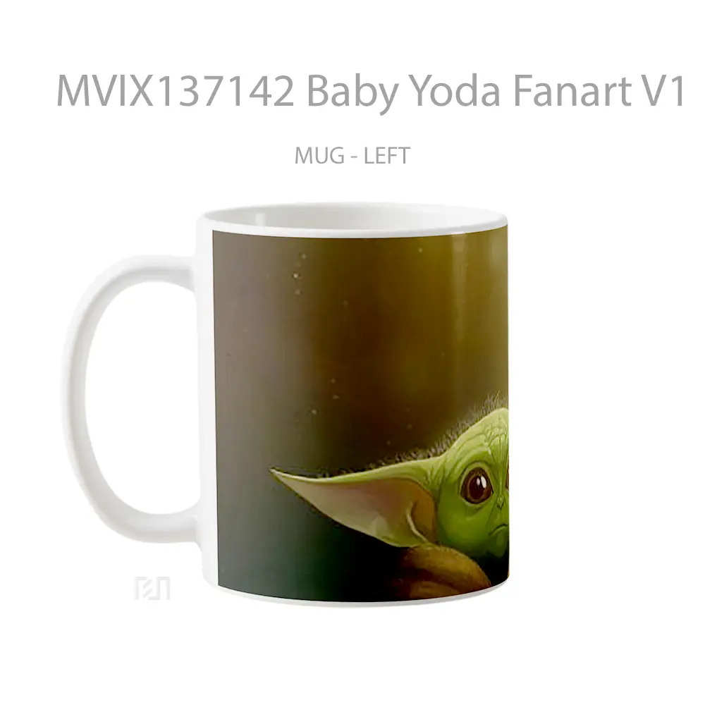 Mug Baby Yoda Fanart V1 Gelas Star Wars - All-side / Desain