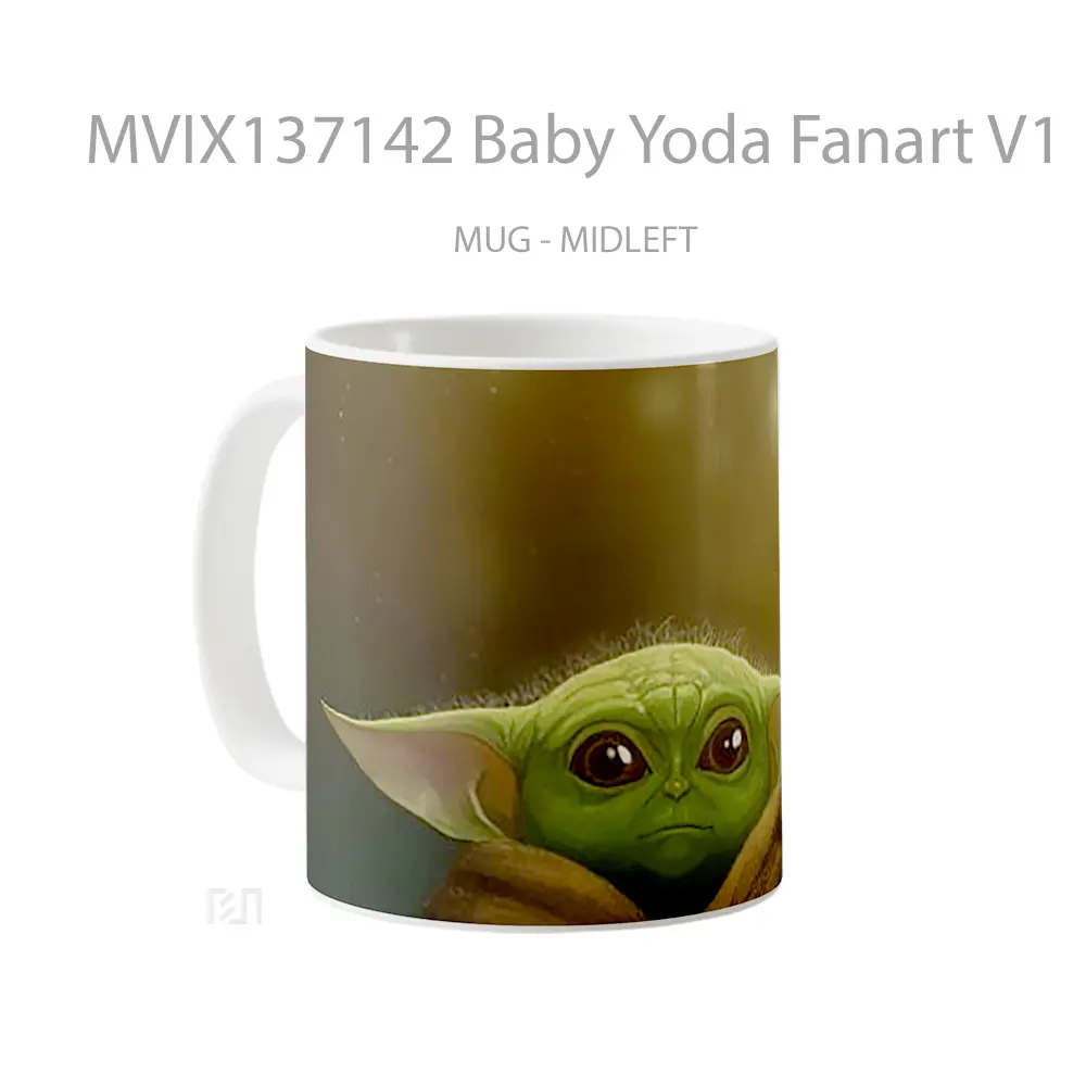 Mug Baby Yoda Fanart V1 Gelas Star Wars - All-side / Desain