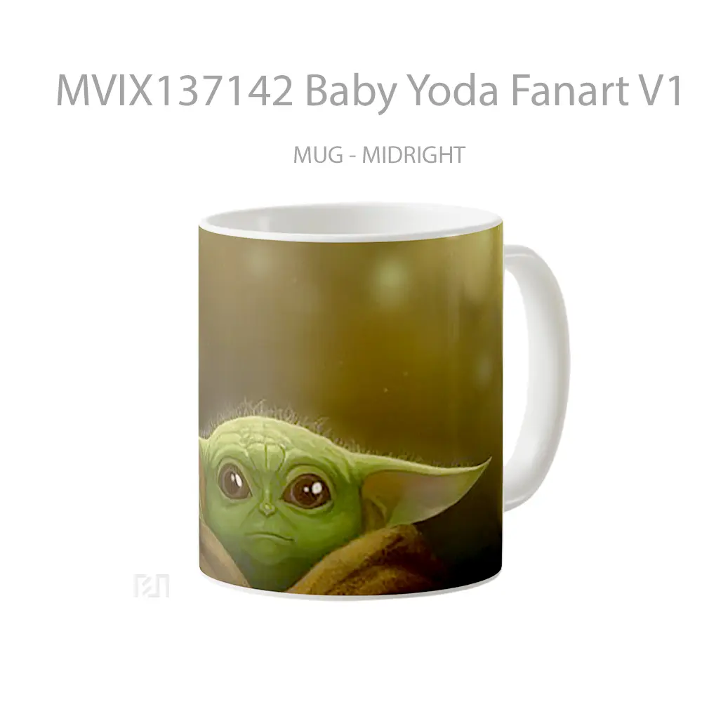 Mug Baby Yoda Fanart V1 Gelas Star Wars - All-side / Desain