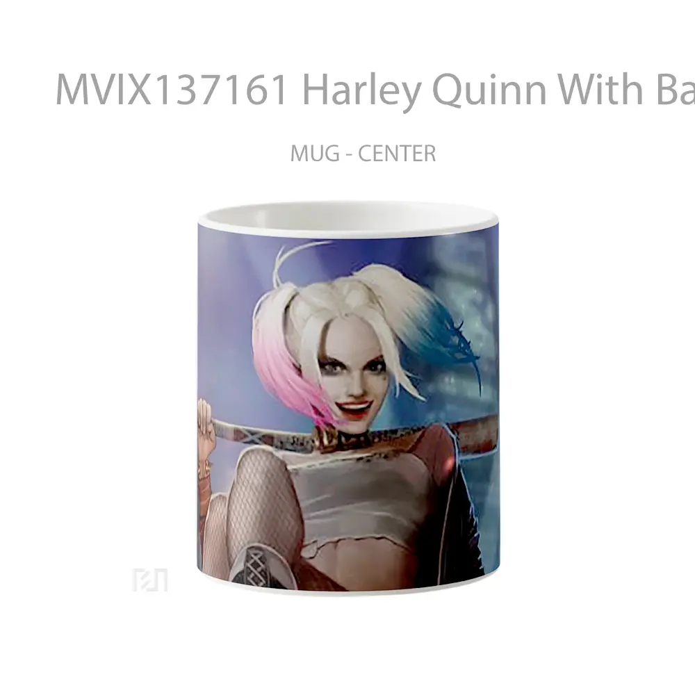 Mug Harley Quinn With Bat In City Fanart Gelas Keramik Unik
