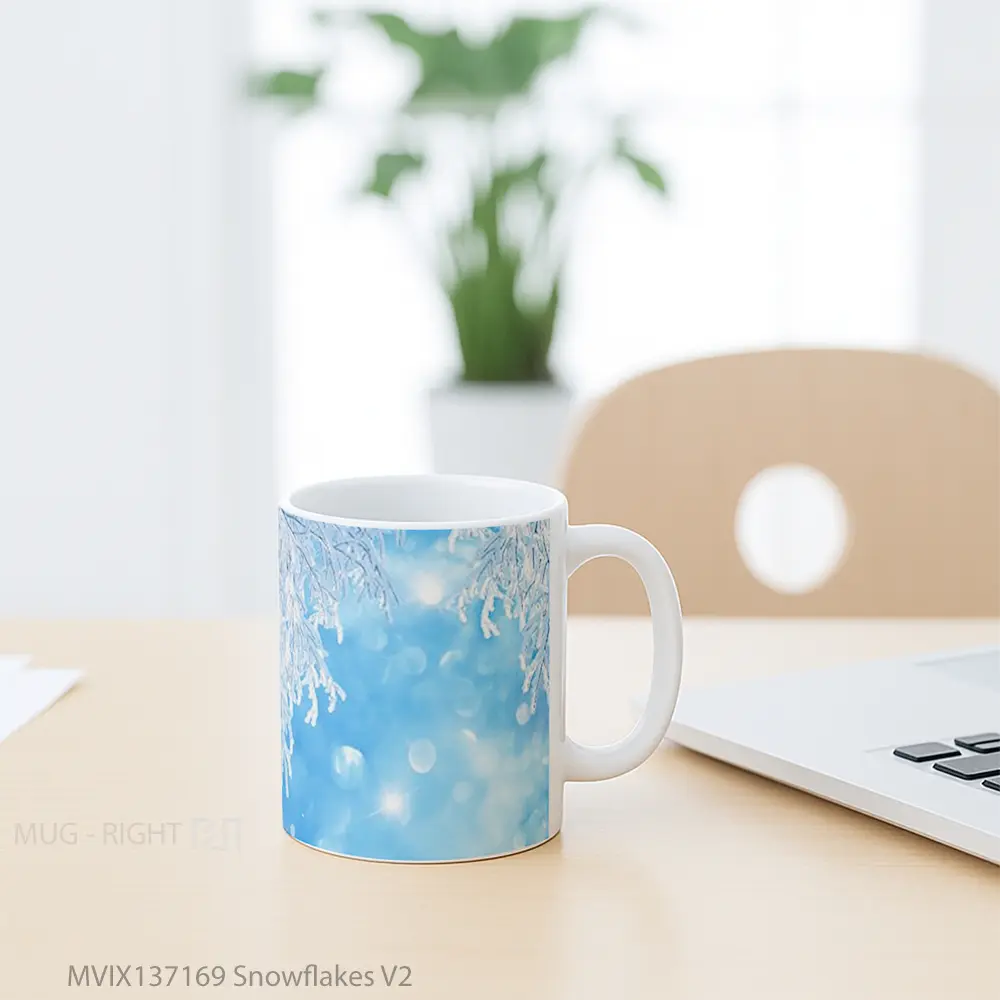 Mug Snowflakes V2 Gelas Keramik Unik - All-side / Desain