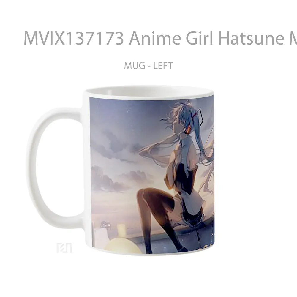Mug Anime Girl Hatsune Miku Listening To Music Cangkir Anime - All-side / Desain