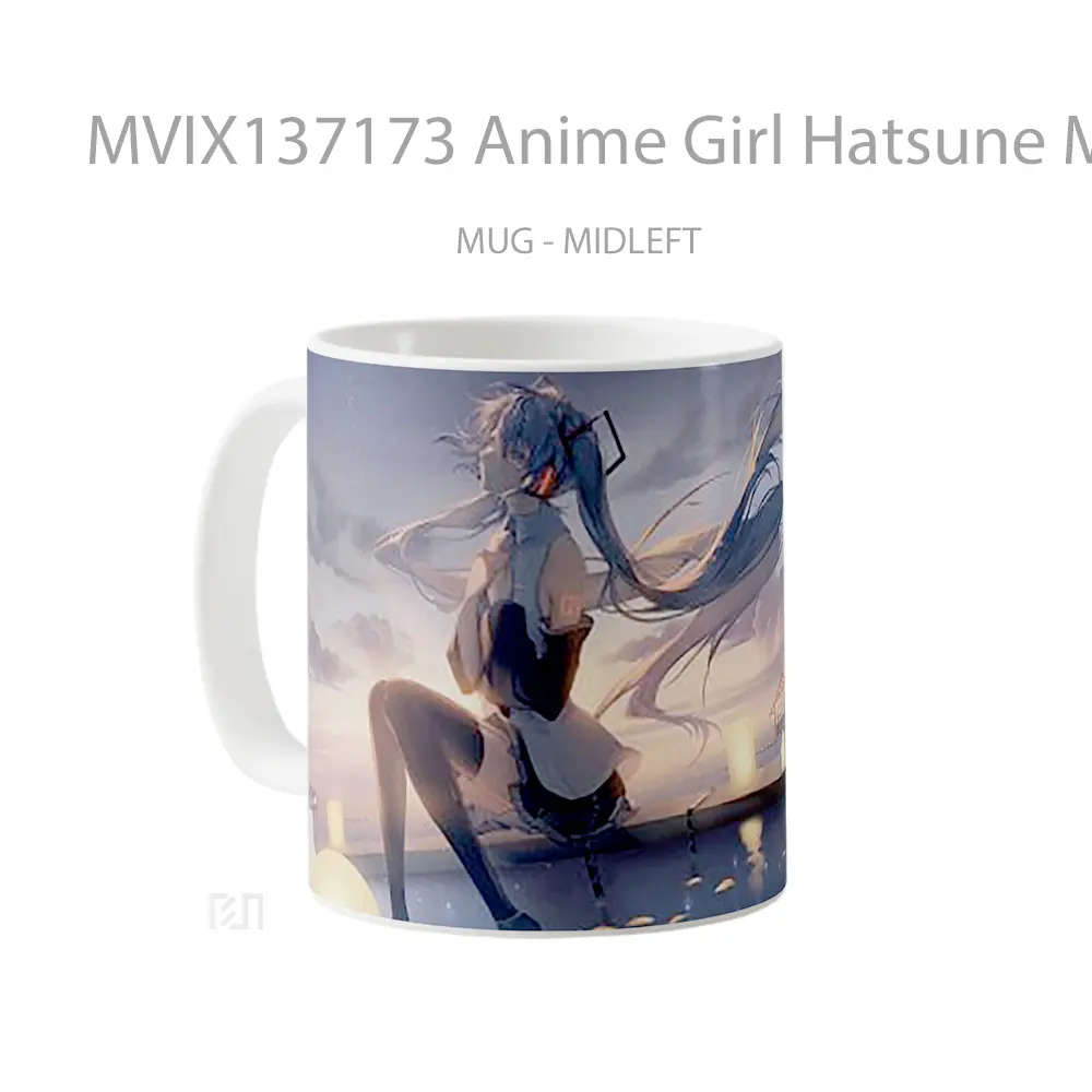 Mug Anime Girl Hatsune Miku Listening To Music Cangkir Anime - All-side / Desain