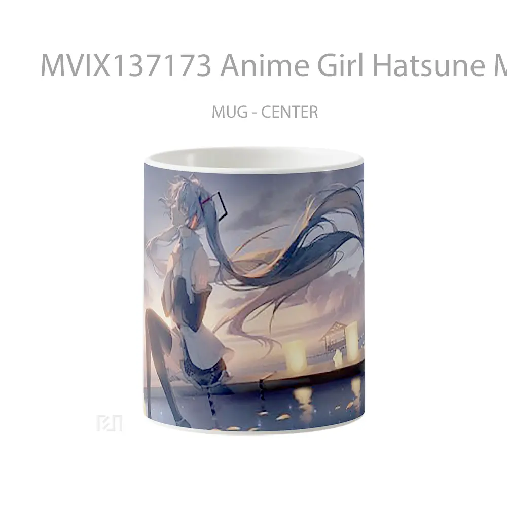 Mug Anime Girl Hatsune Miku Listening To Music Cangkir Anime