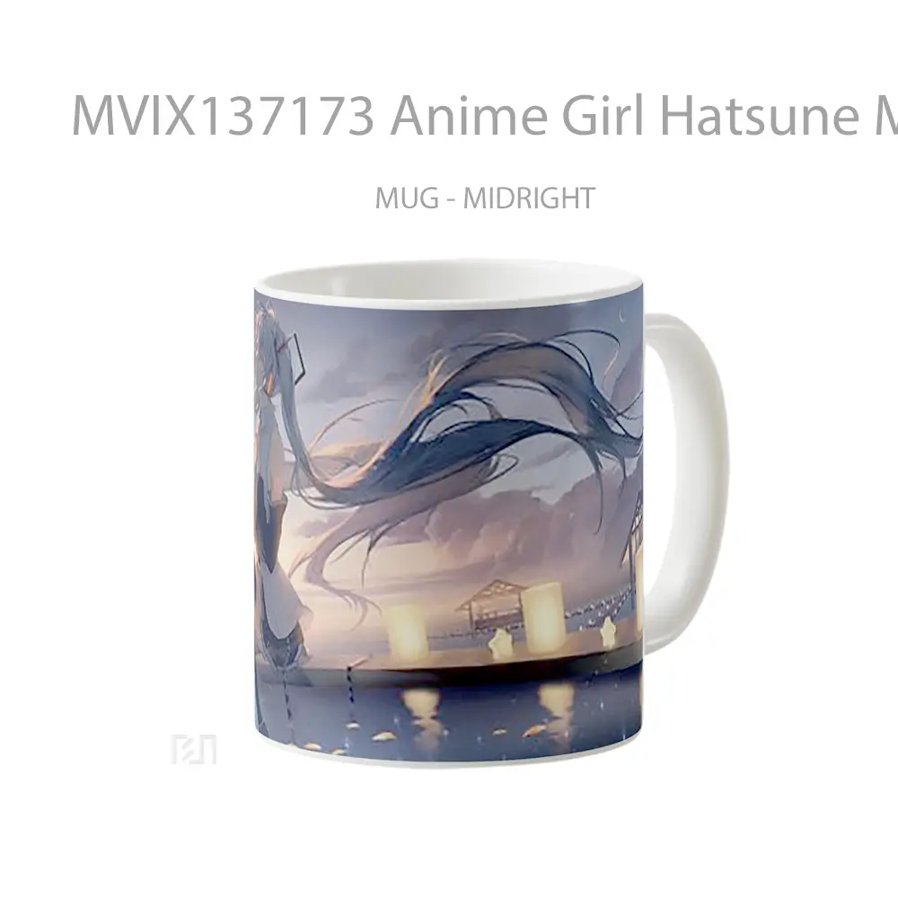 Mug Anime Girl Hatsune Miku Listening To Music Cangkir Anime - All-side / Desain