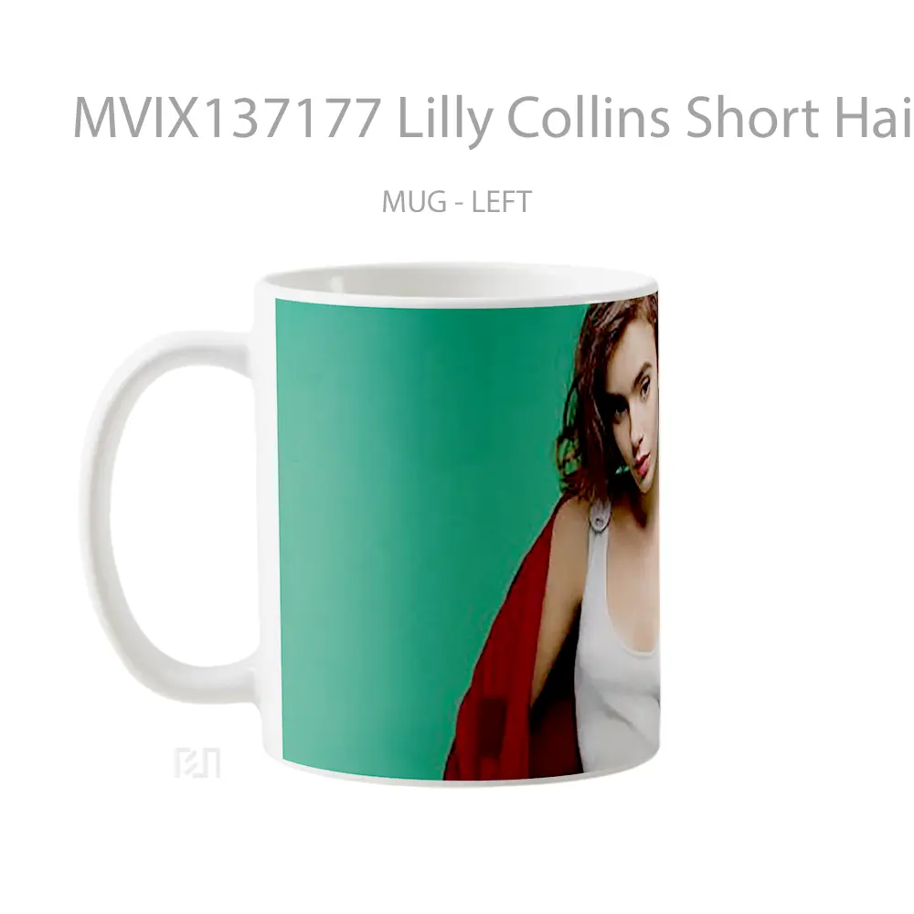 Mug Lilly Collins Short Hair Gelas Keramik Unik - All-side / Desain