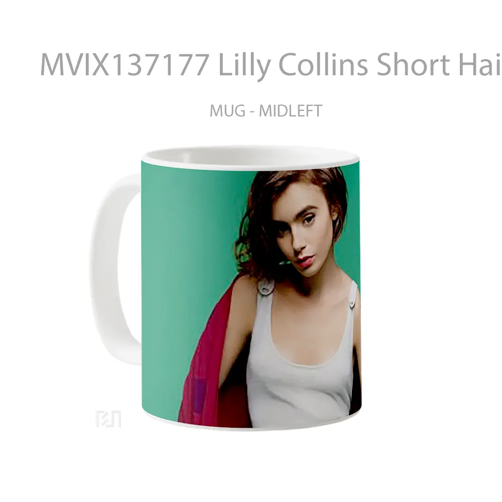 Mug Lilly Collins Short Hair Gelas Keramik Unik - All-side / Desain
