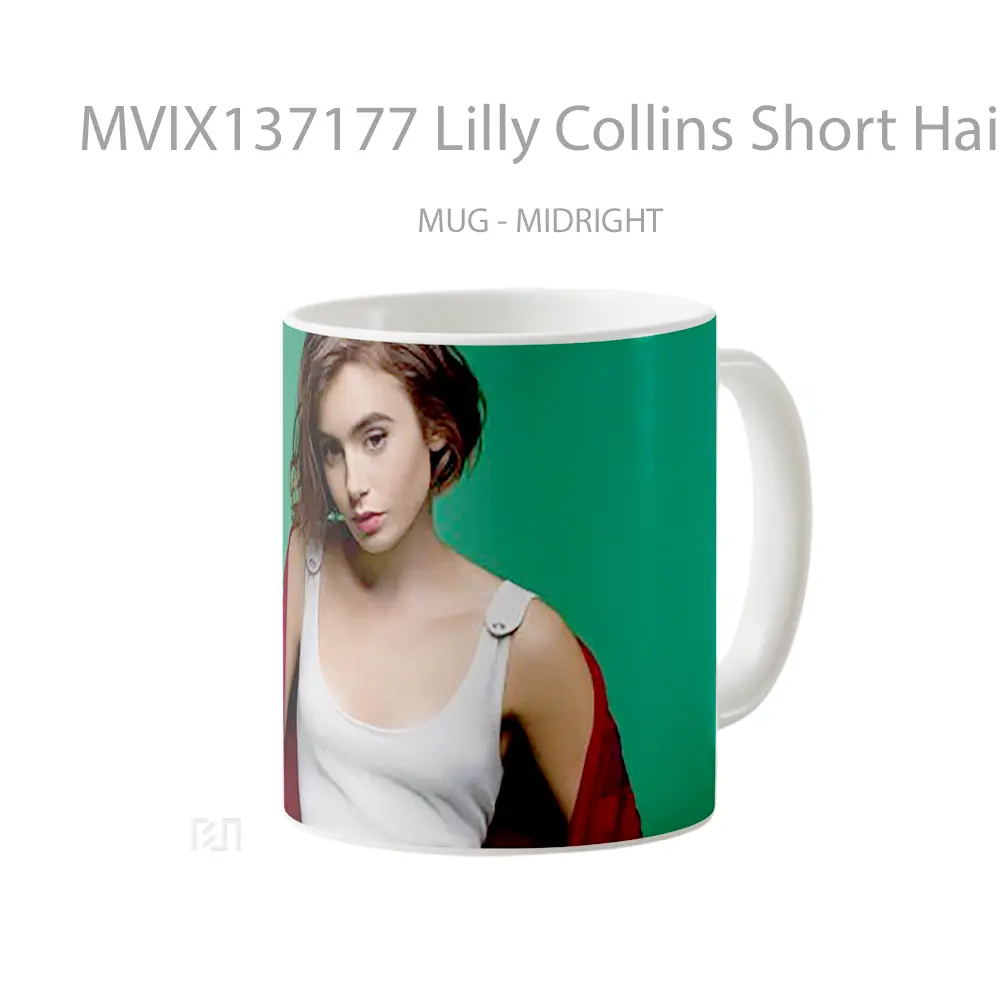 Mug Lilly Collins Short Hair Gelas Keramik Unik - All-side / Desain
