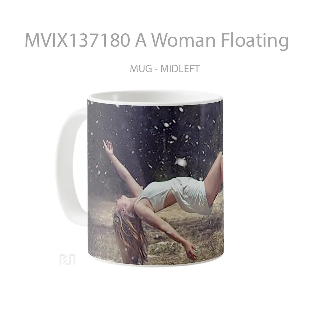 Mug A Woman Floating Gelas Keramik Unik - All-side / Desain