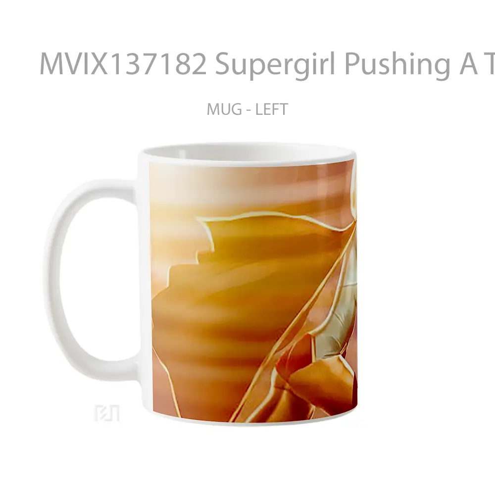 Mug Supergirl Pushing A Truck Gelas Keramik Unik - All-side / Desain