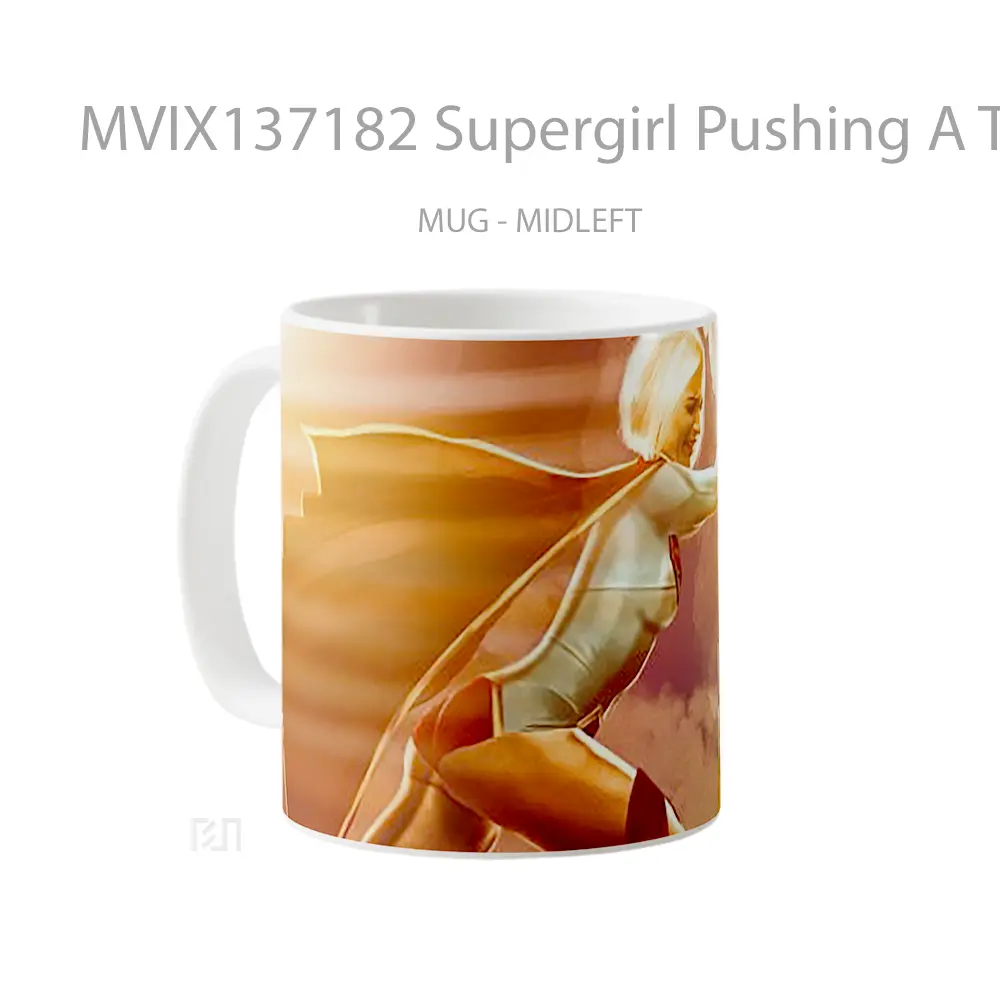 Mug Supergirl Pushing A Truck Gelas Keramik Unik - All-side / Desain