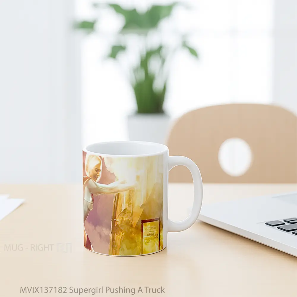 Mug Supergirl Pushing A Truck Gelas Keramik Unik - All-side / Desain