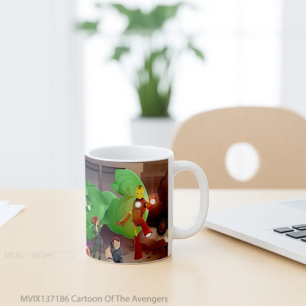 Mug Cartoon Of The Avengers Gelas Superhero - All-side / Desain