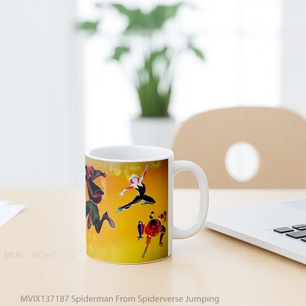 Mug Spiderman From Spiderverse Jumping Gelas Superhero - All-side / Desain