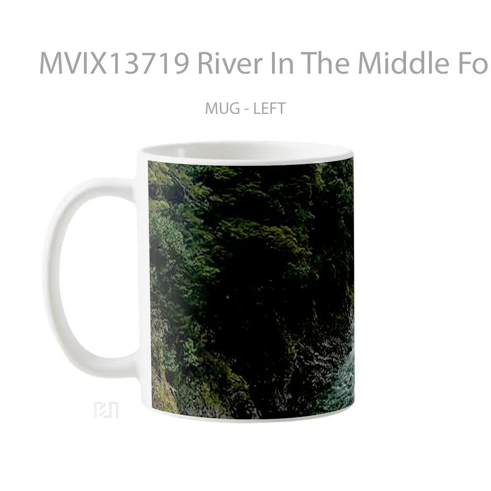 Mug River In The Middle Fo The Forest Gelas Pemandangan Alam - All-side / Desain