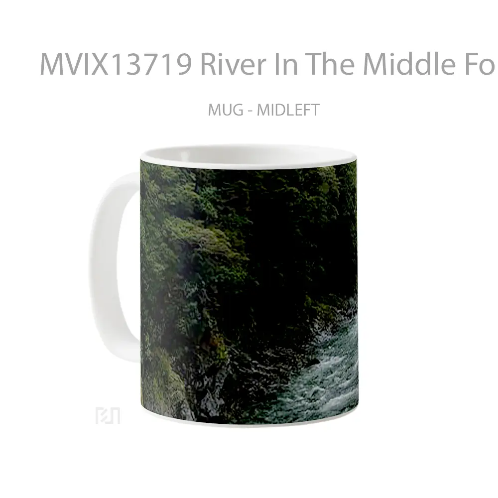 Mug River In The Middle Fo The Forest Gelas Pemandangan Alam - All-side / Desain