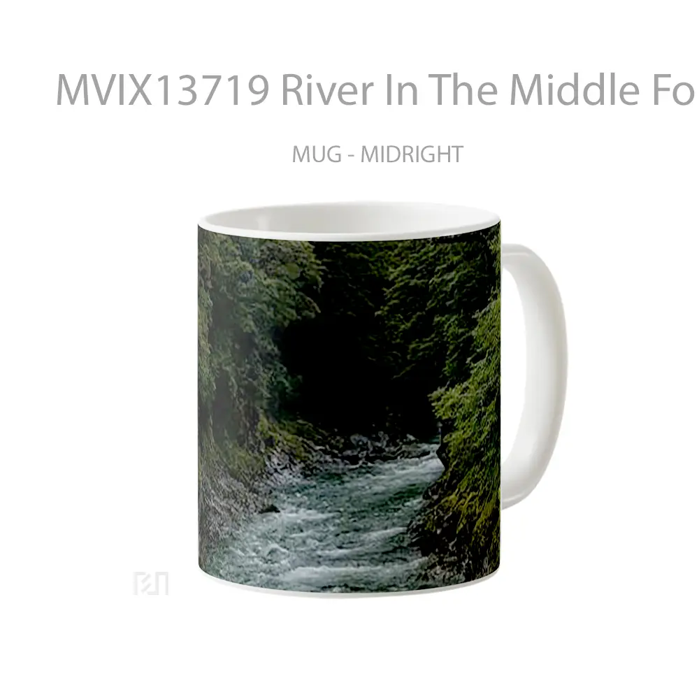 Mug River In The Middle Fo The Forest Gelas Pemandangan Alam - All-side / Desain