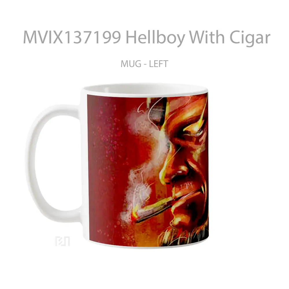 Mug Hellboy With Cigar Gelas Keramik Unik - All-side / Desain