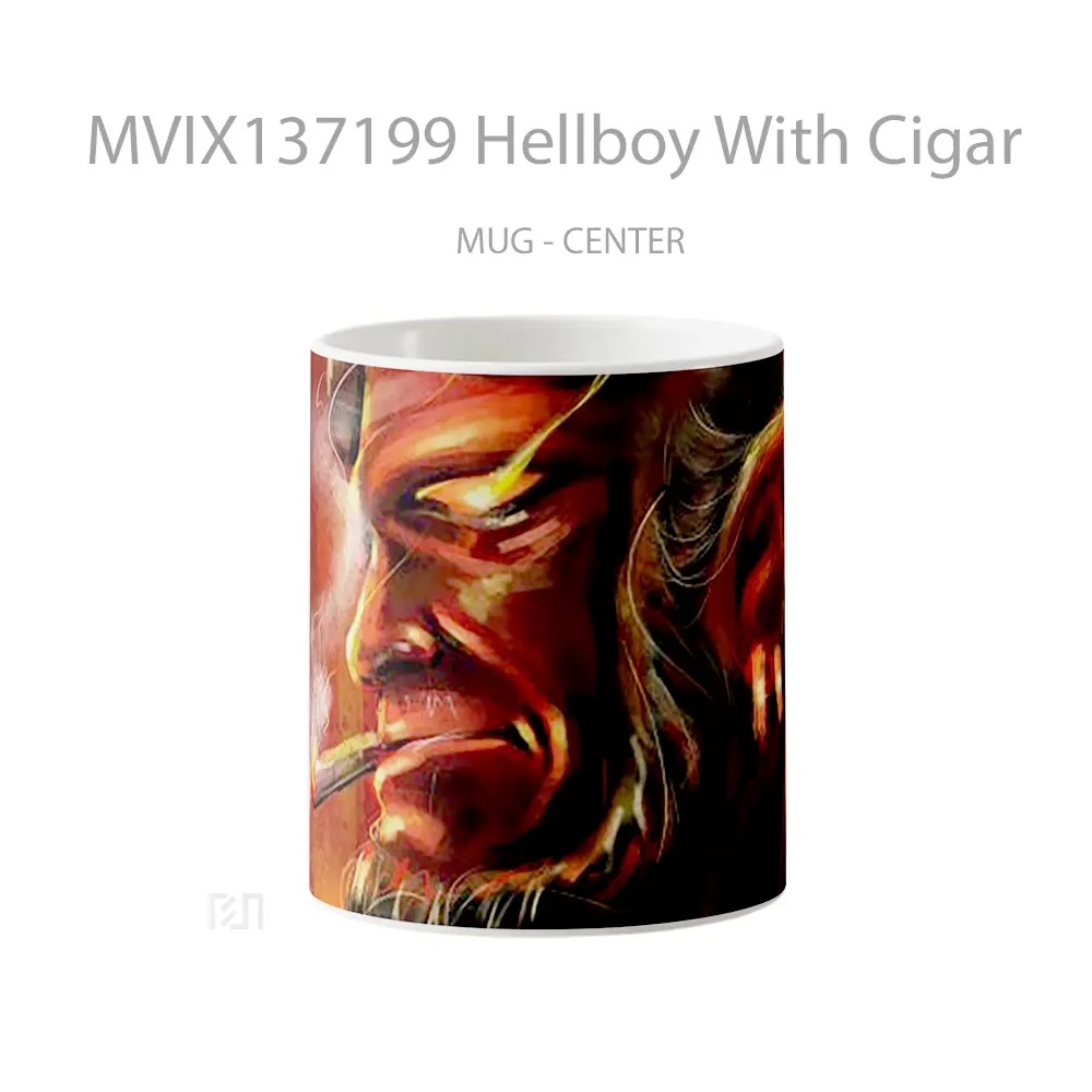 Mug Hellboy With Cigar Gelas Keramik Unik