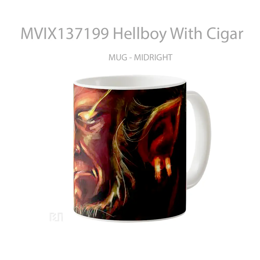 Mug Hellboy With Cigar Gelas Keramik Unik - All-side / Desain