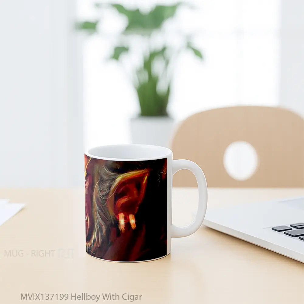 Mug Hellboy With Cigar Gelas Keramik Unik - All-side / Desain