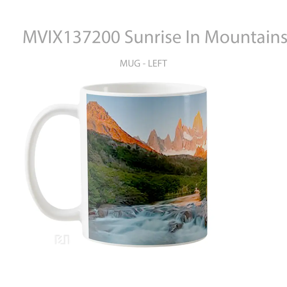 Mug Sunrise In Mountains Gelas Pemandangan Alam - All-side / Desain